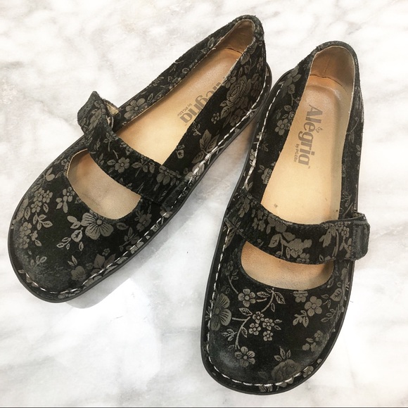 Alegria Shoes - Alegria black leather floral Mary Janes size 5/5.5